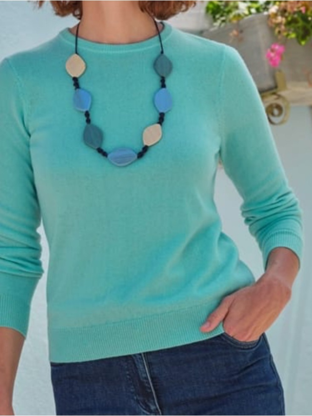 EUC Preswick & Moore Cashmere Crewneck Pullover Fitted Sweater Turquoise xl